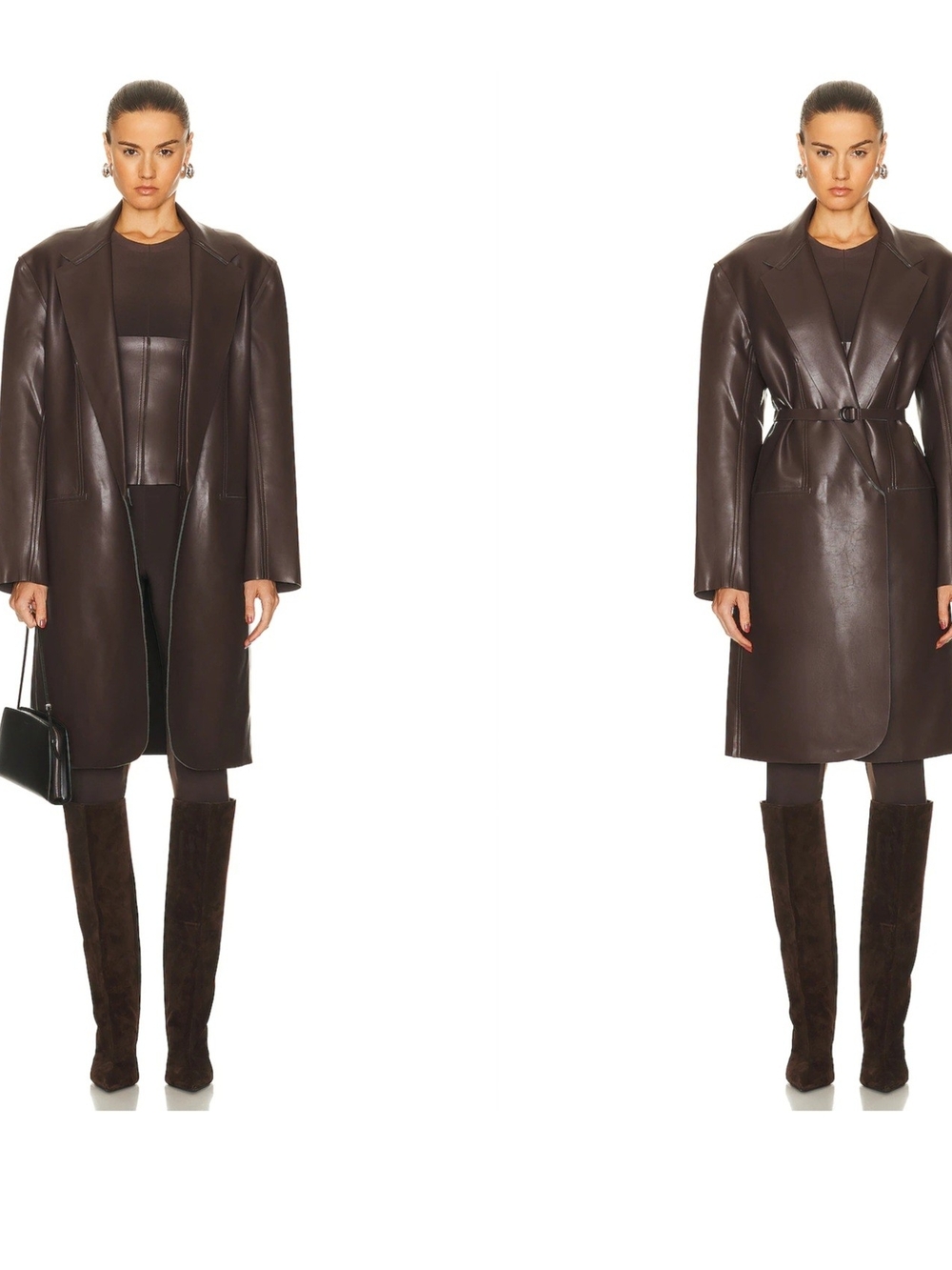 Normal Kamali Over Size Dark Brown Leather Long Coat